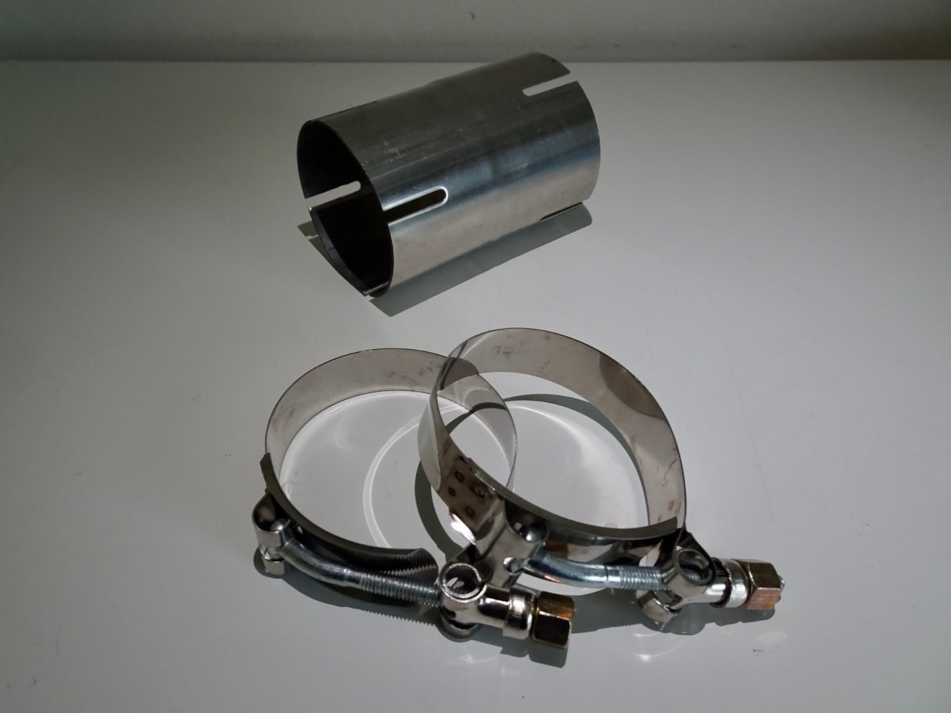 2.5 " Inch Clamp On Stainless Exhaust Pipe Joiner Connector Sleeve UNIVERSAL