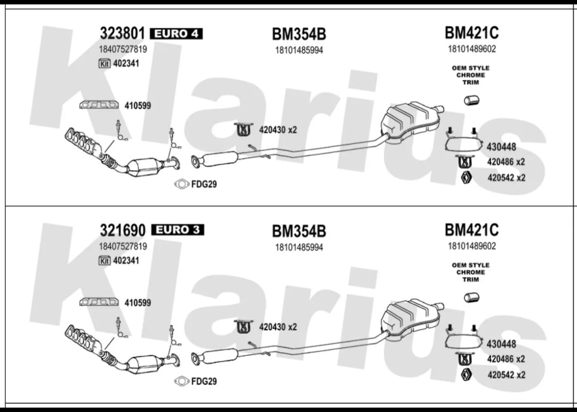 BMW MINI R50 R52 R53 Rear and Middle / Centre Exhaust Mounts